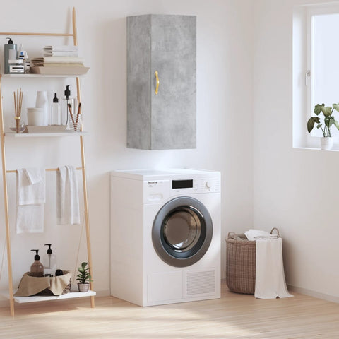 vidaXL Wall Mounted Cabinet Concrete Grey 34.5x34x90 cm