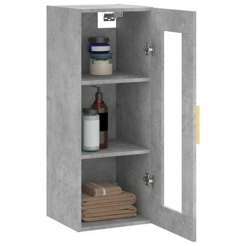 vidaXL Wall Mounted Cabinet Concrete Grey 34.5x34x90 cm