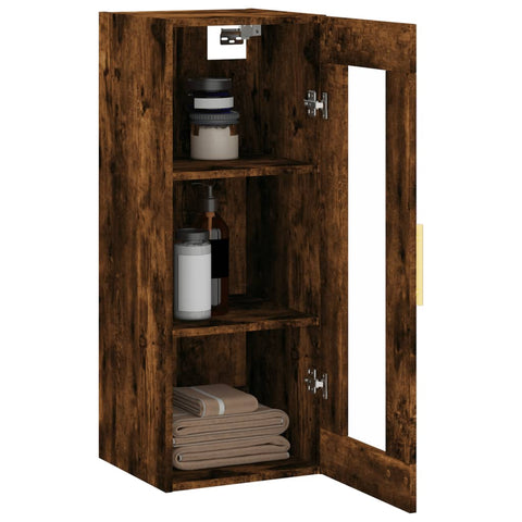 vidaXL Wall Mounted Cabinet Smoked Oak 34.5x34x90 cm