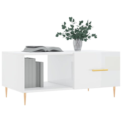 vidaXL Coffee Table High Gloss White 90x50x40 cm Engineered Wood