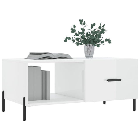 vidaXL Coffee Table High Gloss White 90x50x40 cm Engineered Wood