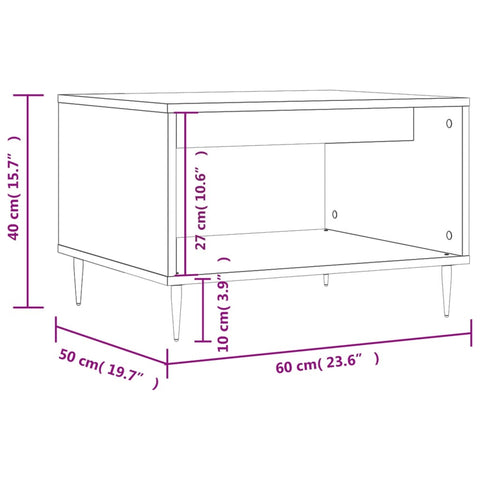 vidaXL Coffee Table White 60x50x40 cm Engineered Wood