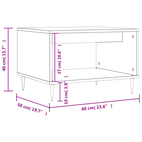 vidaXL Coffee Table Grey Sonoma 60x50x40 cm Engineered Wood