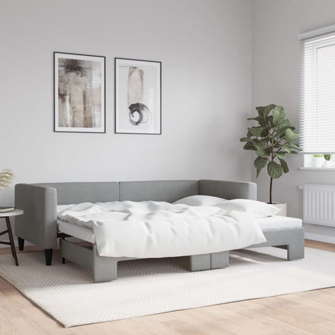 vidaXL Daybed with Trundle without Mattress Light Grey 90x190 cm Single