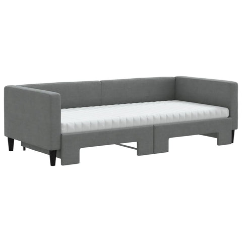 vidaXL Daybed with Trundle and Mattresses Dark Grey 90x190 cm Fabric