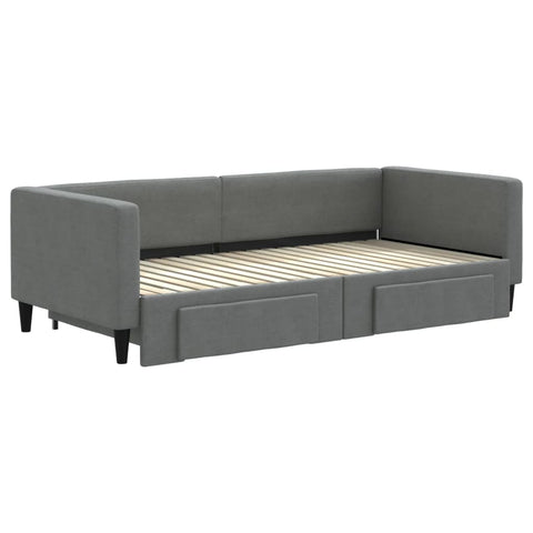 vidaXL Daybed with Trundle&Drawers without Mattress Dark Grey 90x190 cm Single