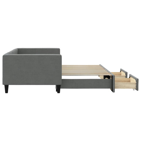 vidaXL Daybed with Trundle&Drawers without Mattress Dark Grey 90x190 cm Single