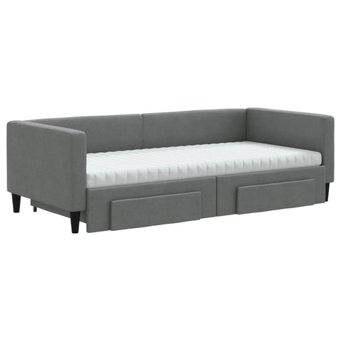 vidaXL Daybed with Trundle and Drawers Dark Grey 90x190 cm Fabric