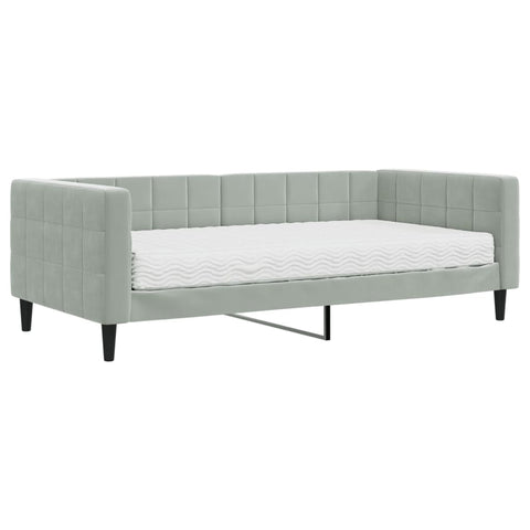 vidaXL Daybed with Mattress Light Grey 90x190 cm Velvet