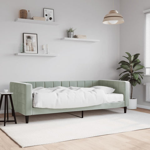 vidaXL Daybed with Mattress Light Grey 90x190 cm Velvet