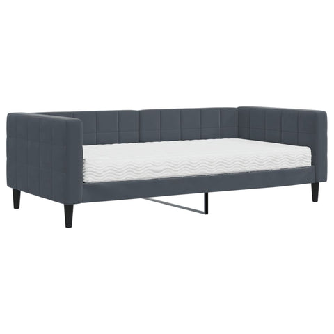vidaXL Daybed with Mattress Dark Grey 90x190 cm Velvet