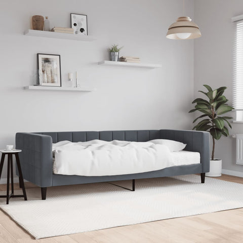 vidaXL Daybed with Mattress Dark Grey 90x190 cm Velvet