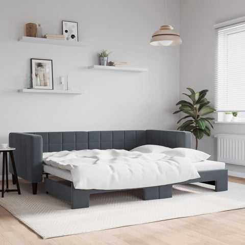 vidaXL Daybed with Trundle without Mattress Dark Grey 90x190 cm Single