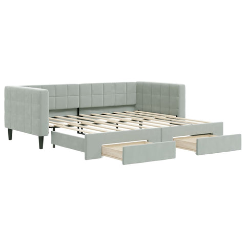 vidaXL Daybed with Trundle&Drawers without Mattress Light Grey 90x190 cm Single