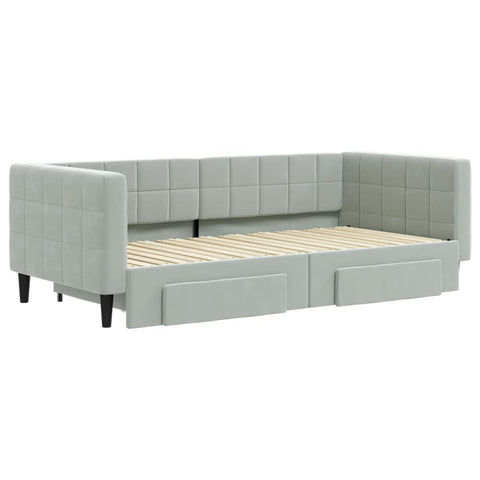 vidaXL Daybed with Trundle&Drawers without Mattress Light Grey 90x190 cm Single