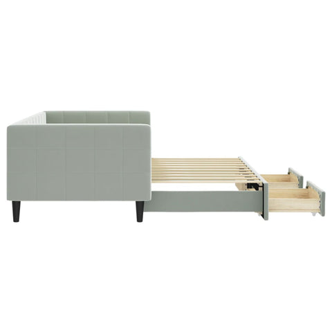 vidaXL Daybed with Trundle&Drawers without Mattress Light Grey 90x190 cm Single