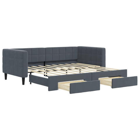 vidaXL Daybed with Trundle&Drawers without Mattress Dark Grey 90x190 cm Single
