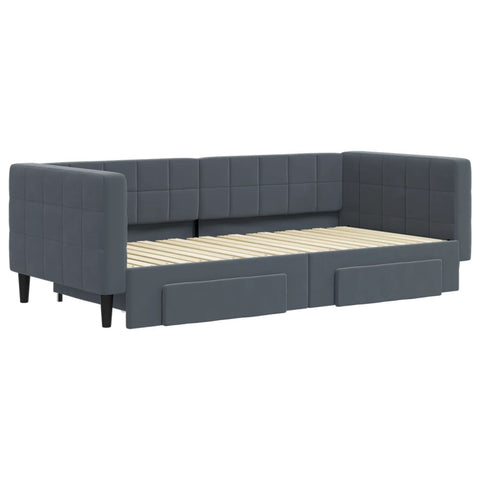 vidaXL Daybed with Trundle&Drawers without Mattress Dark Grey 90x190 cm Single