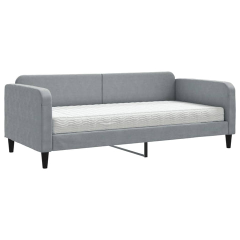 vidaXL Daybed with Mattress Light Grey 90x190 cm Fabric