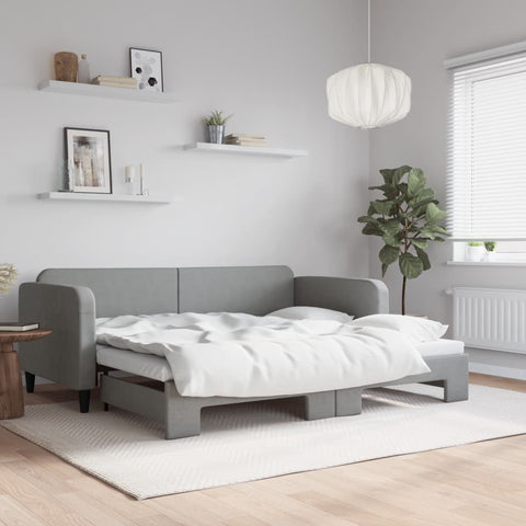 vidaXL Daybed with Trundle without Mattress Light Grey 90x190 cm Single