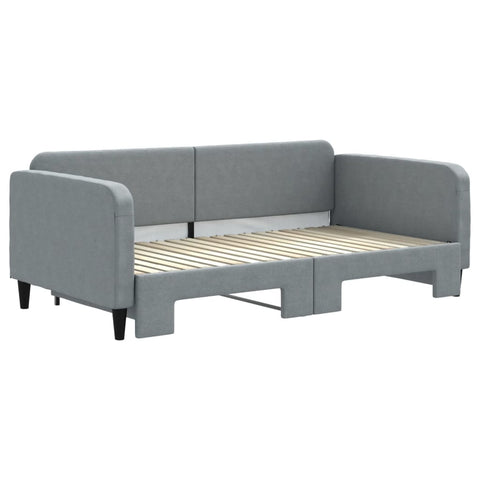 vidaXL Daybed with Trundle and Mattresses Light Grey 90x190 cm Fabric