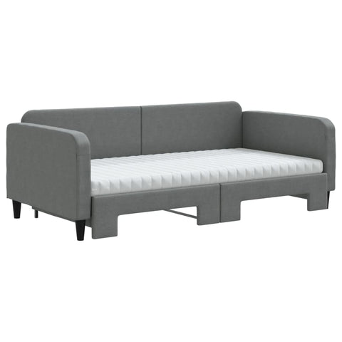 vidaXL Daybed with Trundle and Mattresses Dark Grey 90x190 cm Fabric