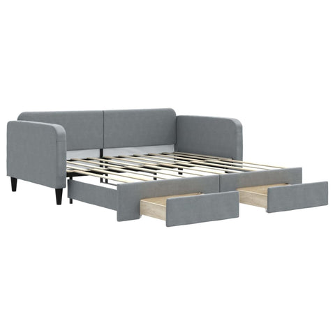 vidaXL Daybed with Trundle&Drawers without Mattress Light Grey 90x190 cm Single
