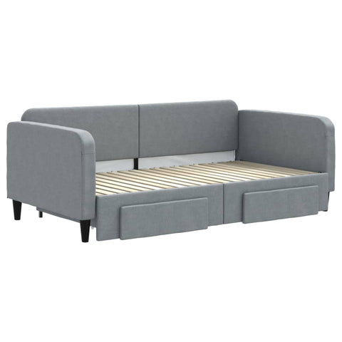 vidaXL Daybed with Trundle&Drawers without Mattress Light Grey 90x190 cm Single
