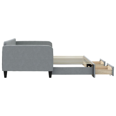 vidaXL Daybed with Trundle&Drawers without Mattress Light Grey 90x190 cm Single