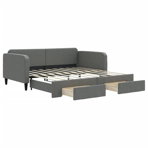 vidaXL Daybed with Trundle&Drawers without Mattress Dark Grey 90x190 cm Single