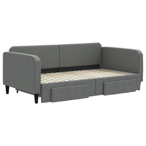 vidaXL Daybed with Trundle&Drawers without Mattress Dark Grey 90x190 cm Single
