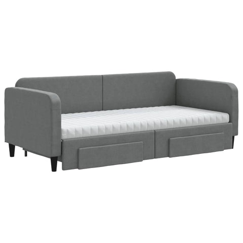 vidaXL Daybed with Trundle and Drawers Dark Grey 90x190 cm Fabric