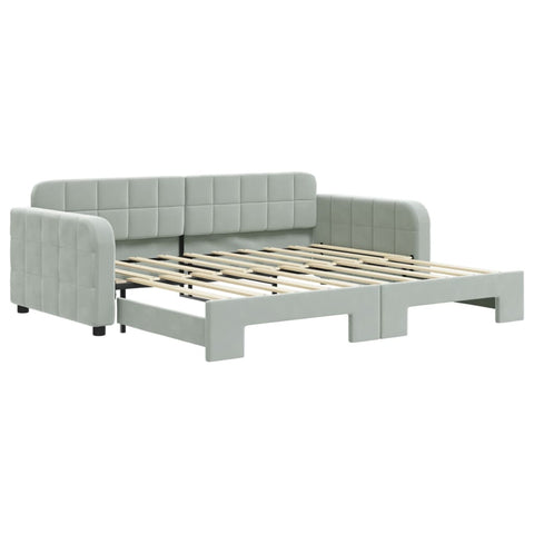 vidaXL Daybed with Trundle without Mattress Light Grey 90x190 cm Single