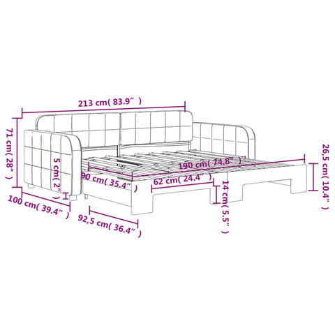 vidaXL Daybed with Trundle without Mattress Light Grey 90x190 cm Single
