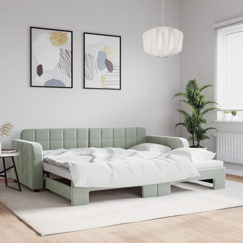 vidaXL Daybed with Trundle without Mattress Light Grey 90x190 cm Single