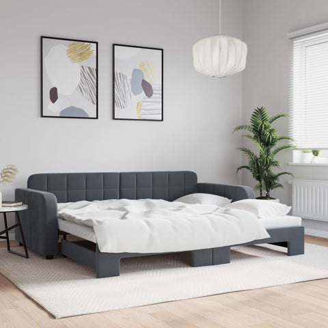 vidaXL Daybed with Trundle without Mattress Dark Grey 90x190 cm Single