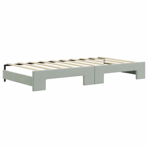 vidaXL Daybed with Trundle and Mattresses Light Grey 90x190 cm Velvet