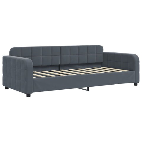 vidaXL Daybed with Trundle and Mattresses Dark Grey 90x190 cm Velvet