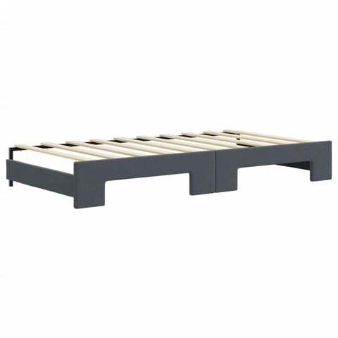 vidaXL Daybed with Trundle and Mattresses Dark Grey 90x190 cm Velvet