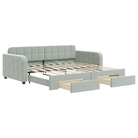 vidaXL Daybed with Trundle&Drawers without Mattress Light Grey 90x190 cm Single