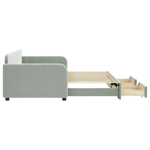 vidaXL Daybed with Trundle&Drawers without Mattress Light Grey 90x190 cm Single