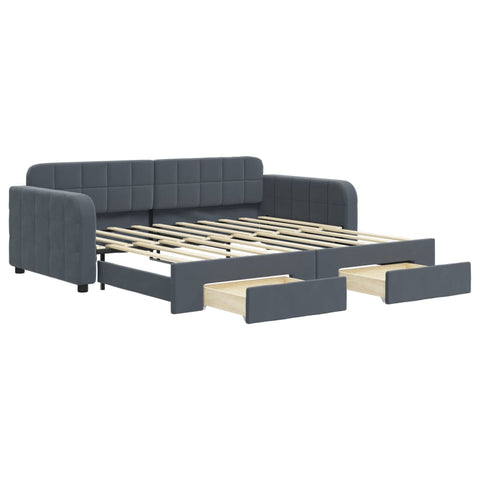 vidaXL Daybed with Trundle&Drawers without Mattress Dark Grey 90x190 cm Single