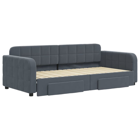 vidaXL Daybed with Trundle&Drawers without Mattress Dark Grey 90x190 cm Single