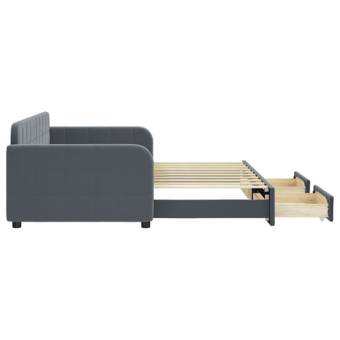 vidaXL Daybed with Trundle&Drawers without Mattress Dark Grey 90x190 cm Single