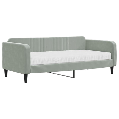 vidaXL Daybed with Mattress Light Grey 90x190 cm Velvet