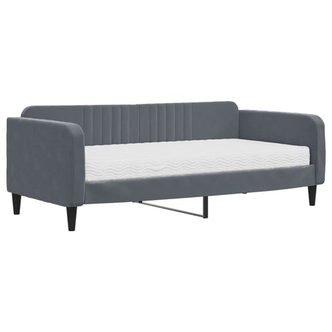 vidaXL Daybed with Mattress Dark Grey 90x190 cm Velvet
