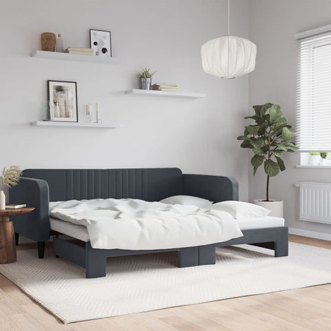 vidaXL Daybed with Trundle without Mattress Dark Grey 90x190 cm Single