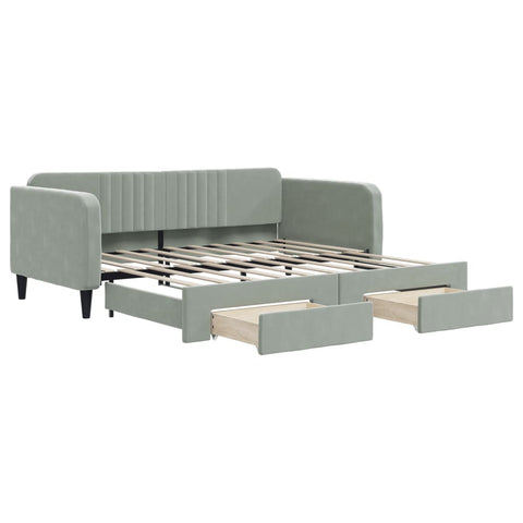 vidaXL Daybed with Trundle&Drawers without Mattress Light Grey 90x190 cm Single