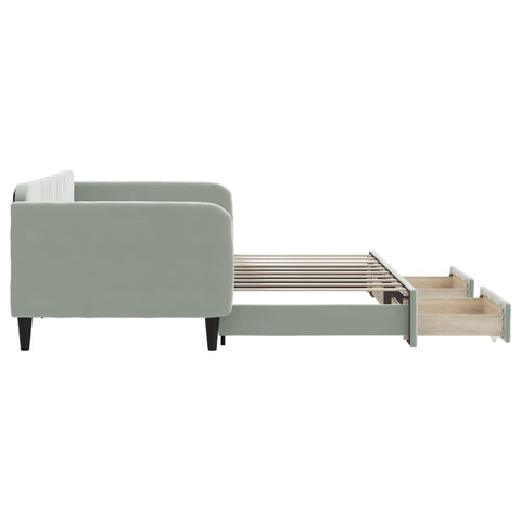 vidaXL Daybed with Trundle&Drawers without Mattress Light Grey 90x190 cm Single