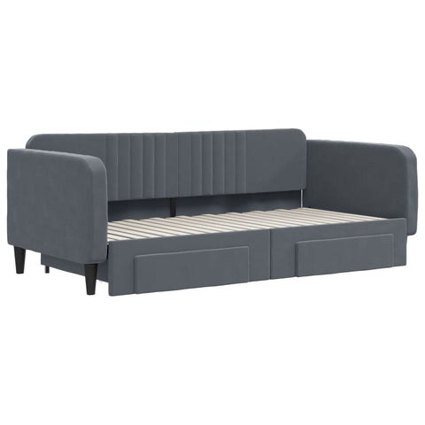 vidaXL Daybed with Trundle&Drawers without Mattress Dark Grey 90x190 cm Single